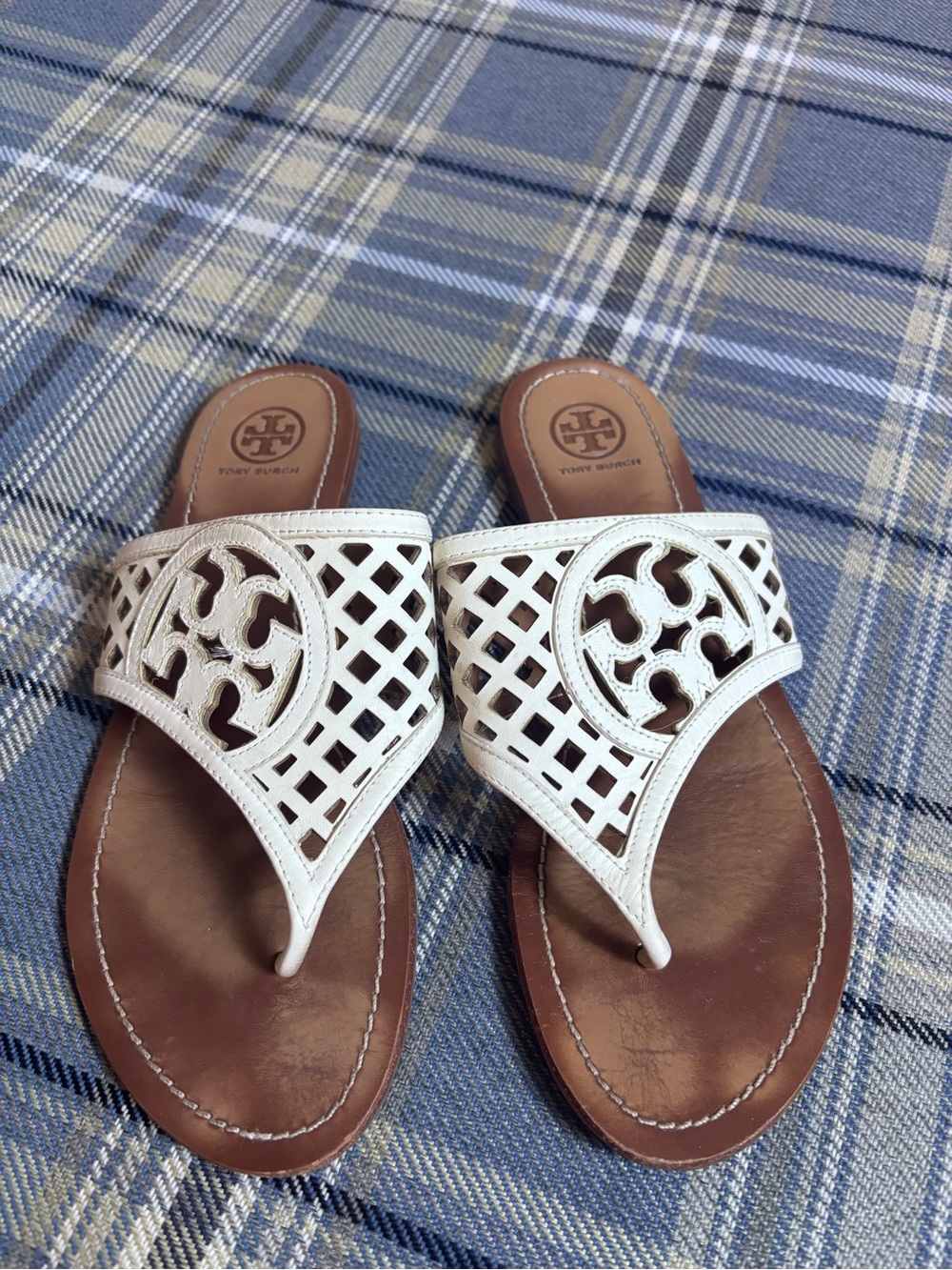 Tory Burch Thatched Ivory Sandal